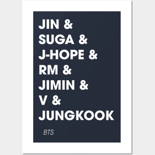 BTS Member Names Posters and Art